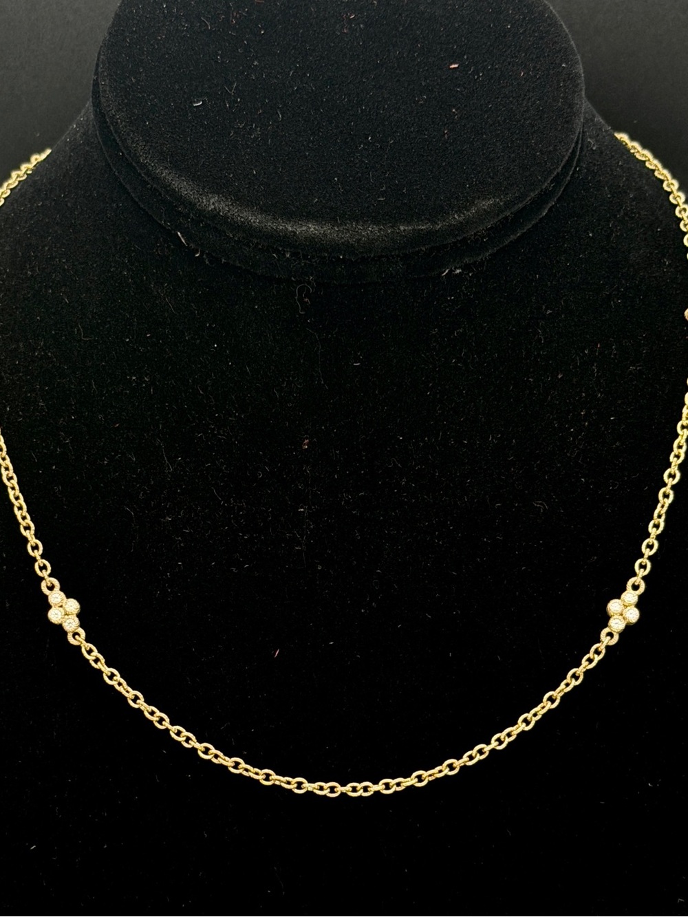 Judith Ripka- Vintage Gold Tone Sterling Silver CZ Station Chain Necklace - 18 +